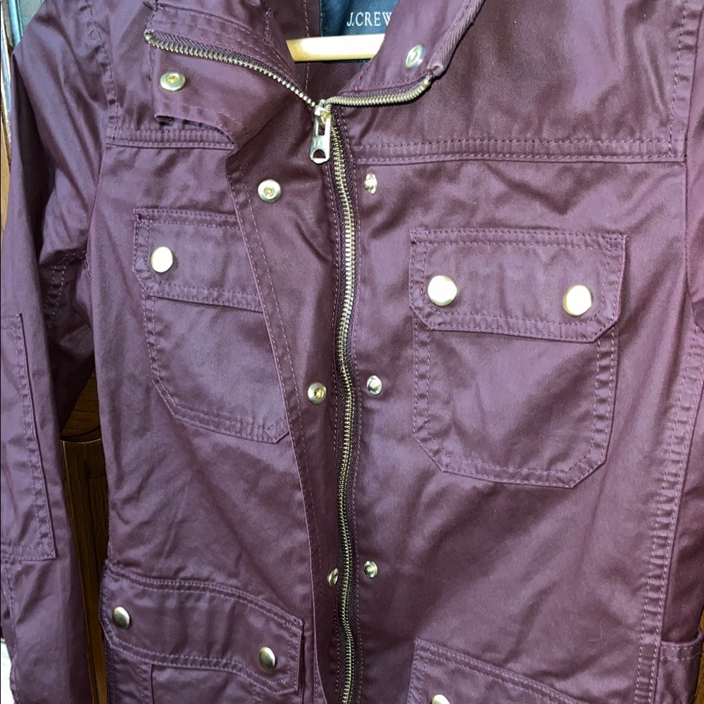 J. Crew Downtown Field Wine Jacket with Gold Buttons Size PXS - Picture 8 of 10